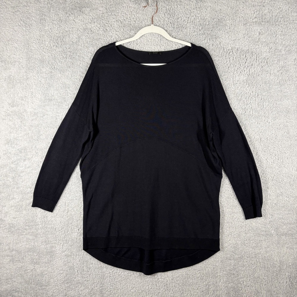 COS Hi Low Cocoon Tunic Knit Sweater Size S Black Viscose Dolman Long Sleeve